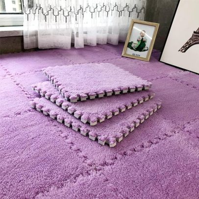 30*30cm soft interlocking purple plush foam tiles